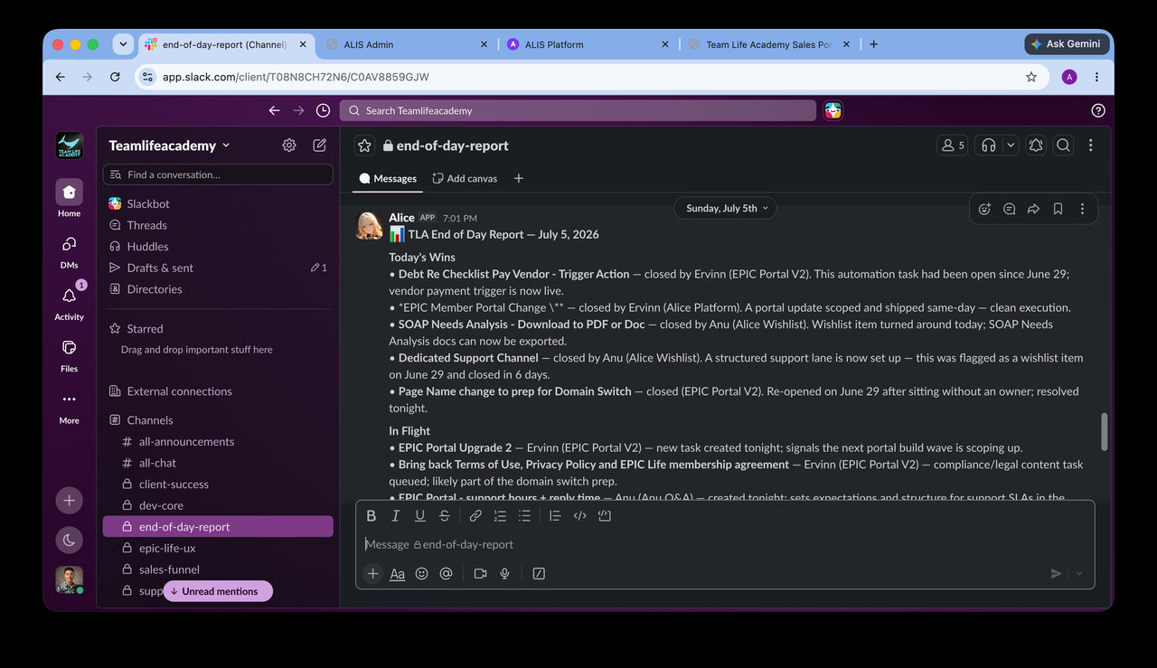 AI agent posting a daily digest to Slack
