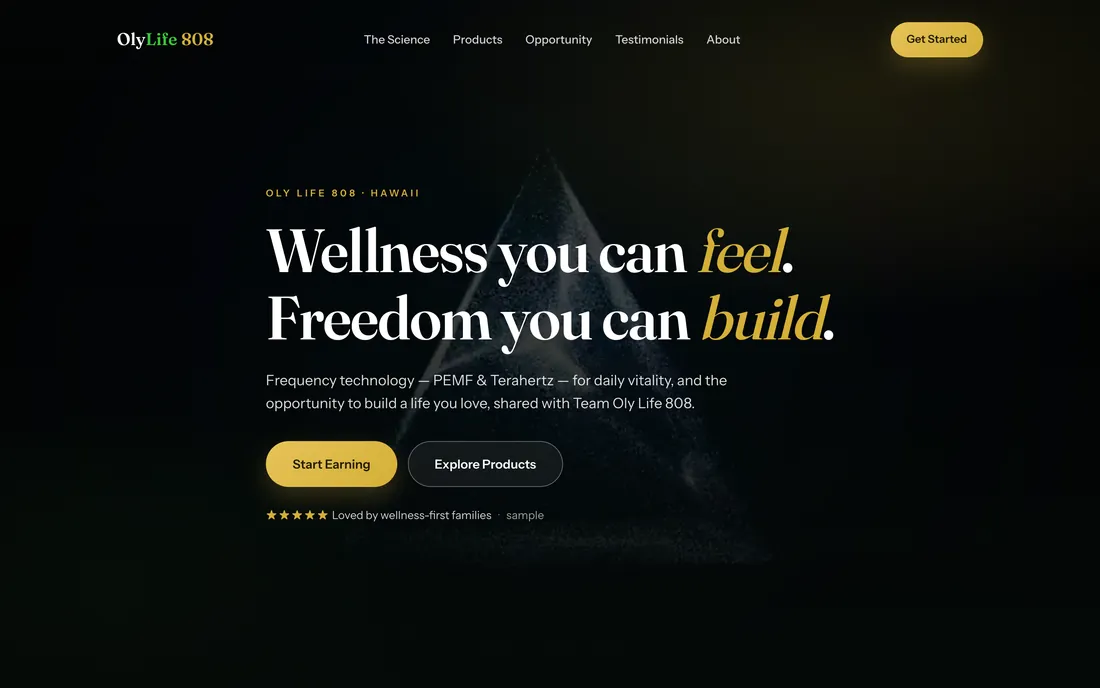 Oly Life 808, a wellness storefront with Stripe checkout and payment plans.